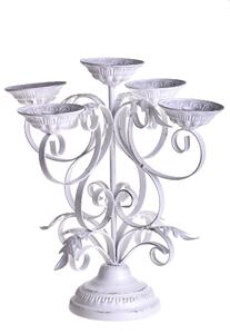Candeliere Lavorato Composto da 5 Bracci Altezza 32,5 cm Bianco