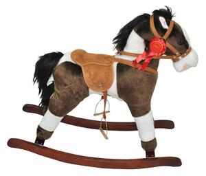 Cavallo a Dondolo Arthu in Peluche e Legno con Ruote e suoni per Bambini Marrone Beige