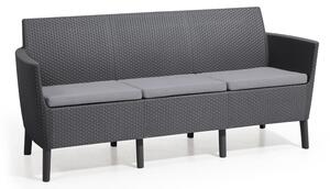 Divano 3 Posti da Giardino 187x66,5x76 cm in Resina Keter Salemo Antracite