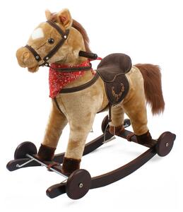 Cavallo a Dondolo Berlin in Peluche e Legno con Ruote e suoni per Bambini
