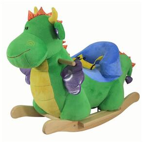 Dondolo Draghetto in Peluche e Legno per Bambini