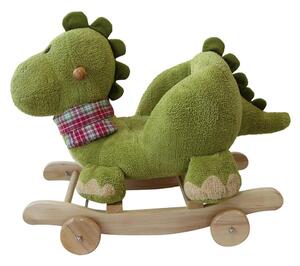 Dondolo Dino in Peluche e Legno con Ruote per Bambini