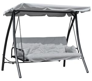 Dondolo Letto 3 Posti da Giardino 209x114x170 cm in Metallo e Poliestere Grigio