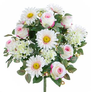 Set 2 Bouquet Artificiale Rose/Gerbera per 16 Fiori Beige