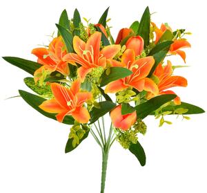 Set 4 Bouquet Artificiali di Tulipani Artificiali e Gigli Altezza 37 cm Arancio