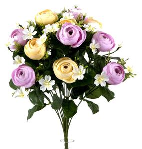 Set 2 Bouquet Artificiale di Ranuncoli Composto da 13 Fiori Altezza 44 cm