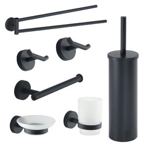 Set 7pz accessori bagno nero opaco rose - Olimpo Docce