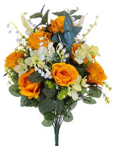 Set 2 Bouquet Artificiale Rose con Mughetti Altezza 43 cm Multicolore