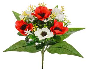 Set 4 Bouquet Artificiali di Anemoni Altezza 34 cm Rosso