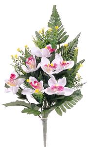 Set 4 Bouquet Artificiali Frontale di Orchidee Altezza 51 cm Rosa