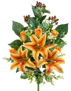 Set 2 Frontale Artificiali Lilium/Rose 54 cm Giallo