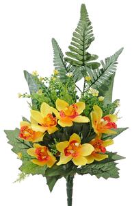 Set 4 Bouquet Artificiali Frontale di Orchidee Altezza 51 cm Giallo