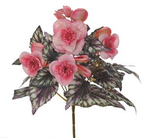 Set 6 Begonia Fiorita Artificiali Composta da 5 Fiori Altezza 28 cm Rosa
