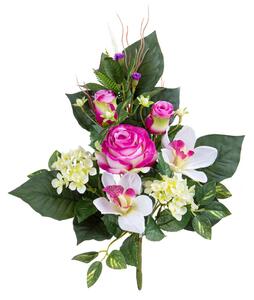 Set 3 Frontali Artificiali Rose/Cymbidium 43 cm Viola