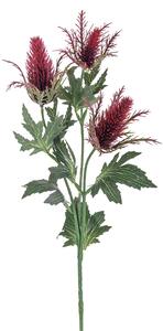 Set 8 Pianta Artificiale di Eringium Composta da 3 Fiori Altezza 68 cm Bordeaux
