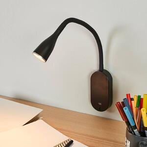 Lindby Applique a LED Enna, nero, interruttore, connessione USB