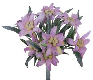 Set 2 Piante di Stella Alpina Artificiali Composta da 9 Fiori Altezza 25 cm Rosa