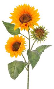 Set 2 Girasoli Artificiali con 3 Fiori Altezza 85 cm Giallo