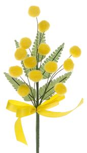 Set 24 Mimose Artificiali Pick con Fiocco Altezza 19 cm Giallo