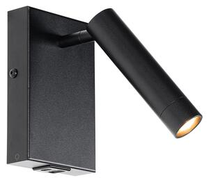 Applique da parete moderna nera con USB regolabile - Croft