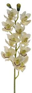 Set 2 Cymbidium Artificiale Real Touch con 10 Fiori e 2 Bocci Altezza 92 cm Bianco