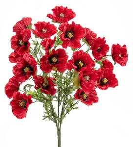 Set 2 Mazzo 20 Papaveri Artificiali H.63 cm Rossi