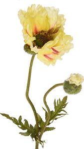 Set 4 Papaveri Artificiale con 2 Fiori Artificiali Altezza 74 cm Giallo