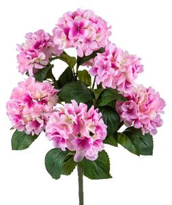 Set 2 Ortensia Artificiale con 7 Fiori Altezza 52 cm Rosa