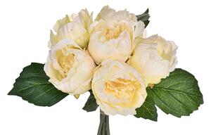Set 3 Mazzi di Peonie con 6 Fiori Artificiali Altezza 28 cm Giallo