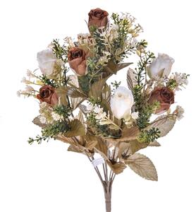 Set 4 Bouquet Artificiali con 9 Bocci di Rosa Romantica Altezza 40 cm