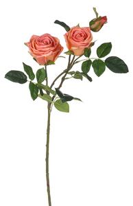 Set 2 Rose Artificiali Real Touch a 3 Diramazioni Altezza 80 cm Arancio