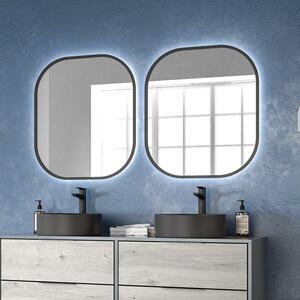Specchio bagno led retroilluminato 70x80 cm cornice nera | KAM-S7800N - KAMALU