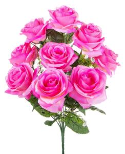 Set 3 Bouquet Artificiale con 9 Rose Altezza 43,5 cm Rosa