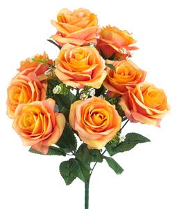 Set 3 Bouquet Artificiale con 9 Rose Altezza 43,5 cm