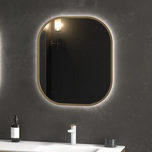 Specchio bagno led retroilluminato 60x70 cm cornice oro | KAM-S6700G - KAMALU