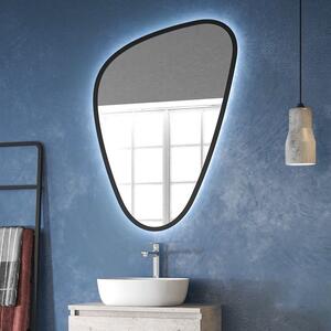 Specchio bagno led 65x100 cm forma a goccia cornice nera | KAM-EL6500N - KAMALU