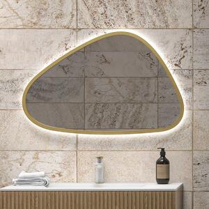 Specchio bagno led 65x100 cm forma a goccia cornice oro | KAM-EL6500G - KAMALU
