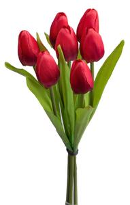 Set 3 Mazzi di 7 Tulipani Artificiali Altezza 37 cm Rosso