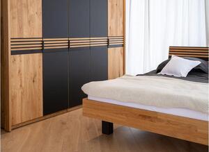 Armadio camera da letto in legno massello naturale e vetro 5 ante