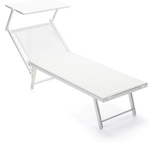 Lettino Prendisole da Giardino 183/190x61x38 cm in Alluminio e Textilene Bianco
