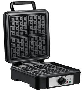 Macchina per Waffle 1200W Piastre Antiaderenti in Acciaio Nero