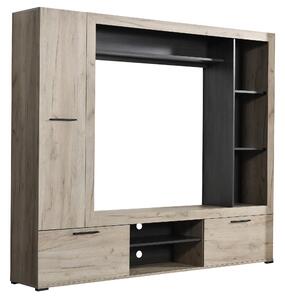 Parete Attrezzata Soggiorno 195x171x35 cm in Legno Laminato Effetto Quercia
