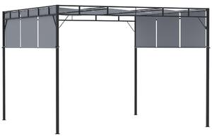 Pergola da Giardino 3x3m Tetto Scorrevole in Acciaio Grigio e Nero