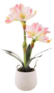 Amaryllis Artificiale con Vaso Altezza 64 cm Rosa