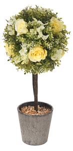 Rose Artificiali su Topiary Altezza 27,5 cm Giallo