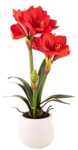 Amaryllis Artificiale con Vaso Altezza 64 cm Rosso
