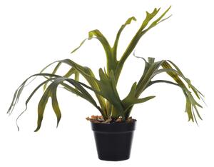 Platicerium Artificiale in Vaso con 8 Foglie Altezza 62 cm Verde
