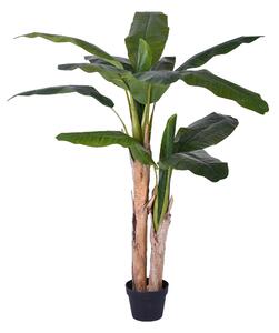 Banana Artificiale a 2 Diramazioni in Vaso Altezza 135 cm Verde
