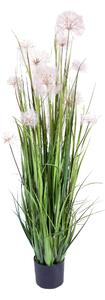 Pianta Artificiale in Vaso con Fiori Soffione su Canna Altezza 98 cm Marrone