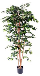 Ficus Artificiale con 1296 Foglie con Vaso Altezza 180 cm Verde